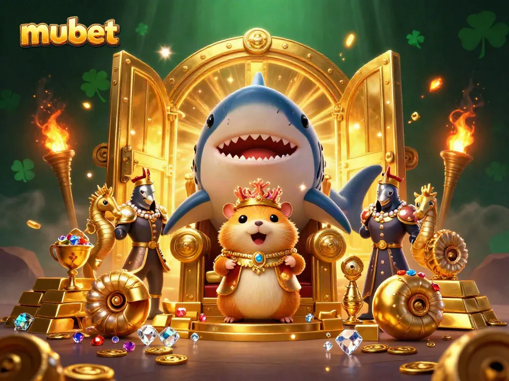 Experience the thrill of mubet with a golden hamster king ruling a dynamic casino treasure scene.