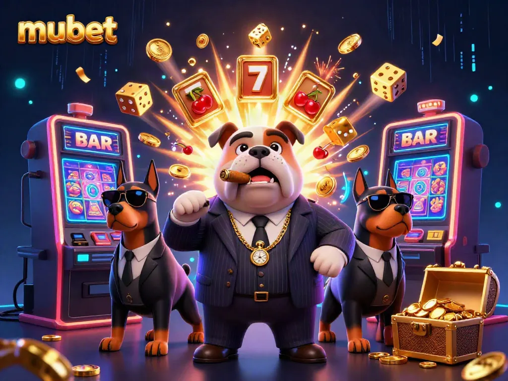 Engage in thrilling casino activities with mubet featuring a mafia bulldog boss and lavish slot machines.