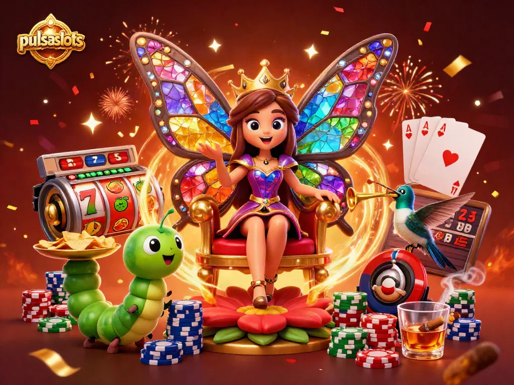 Engage in thrilling payouts at pulsaslots with festive gaming elements and the enchanting butterfly queen.