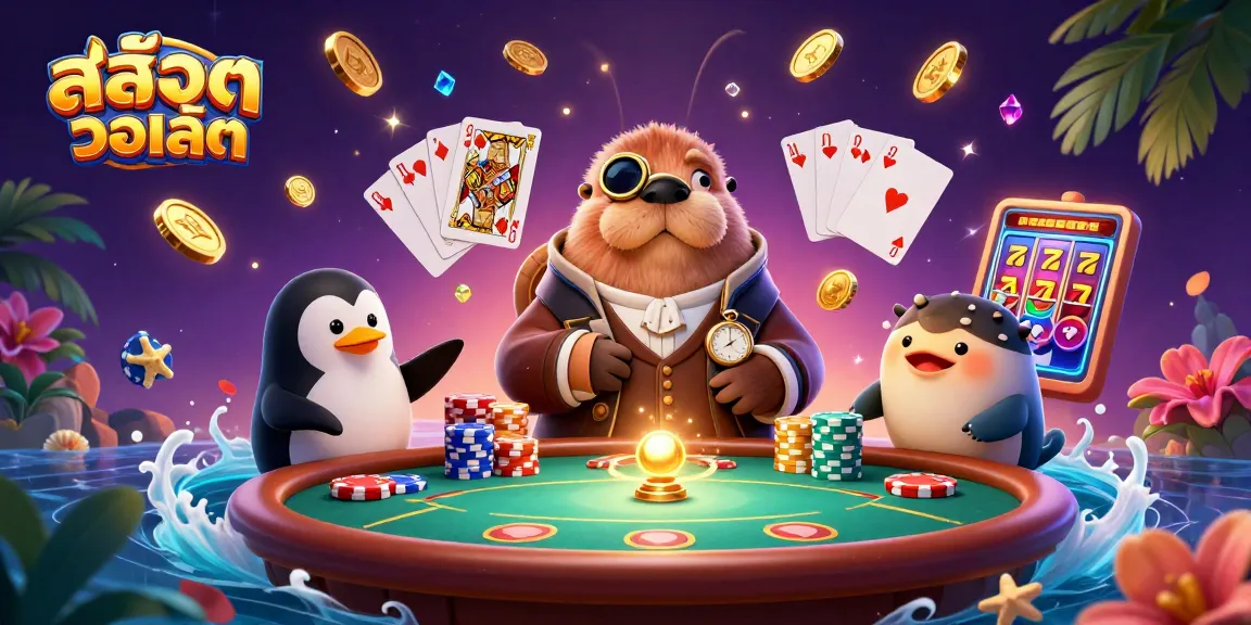 Experience the excitement of สล็อตวอเลท with a vibrant underwater casino scene featuring characters and dynamic elements.