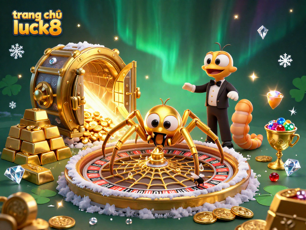 Experience thrilling bets at trang chủ luck8 with a golden spider spinning a roulette web.