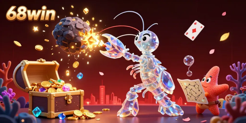 Experience thrilling gameplay with 68win in an explosive underwater scene featuring galactic characters and treasure.