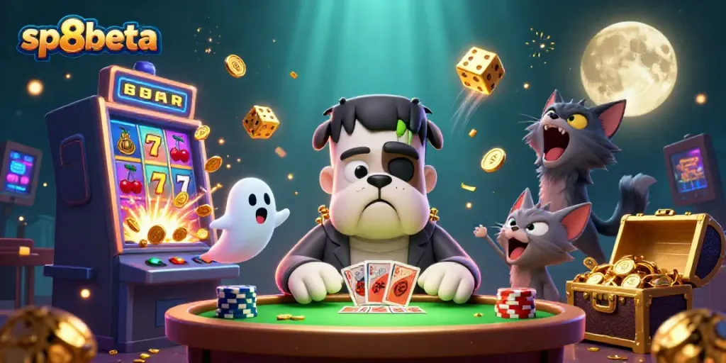Experience the fun of sp8beta with a thrilling casino scene featuring unique characters and vibrant visuals.