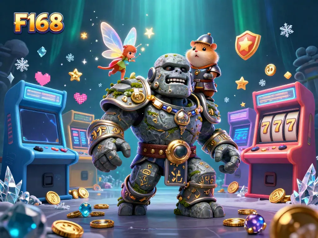 Experience thrilling gaming action at F168 with enchanting characters and vibrant casino elements.