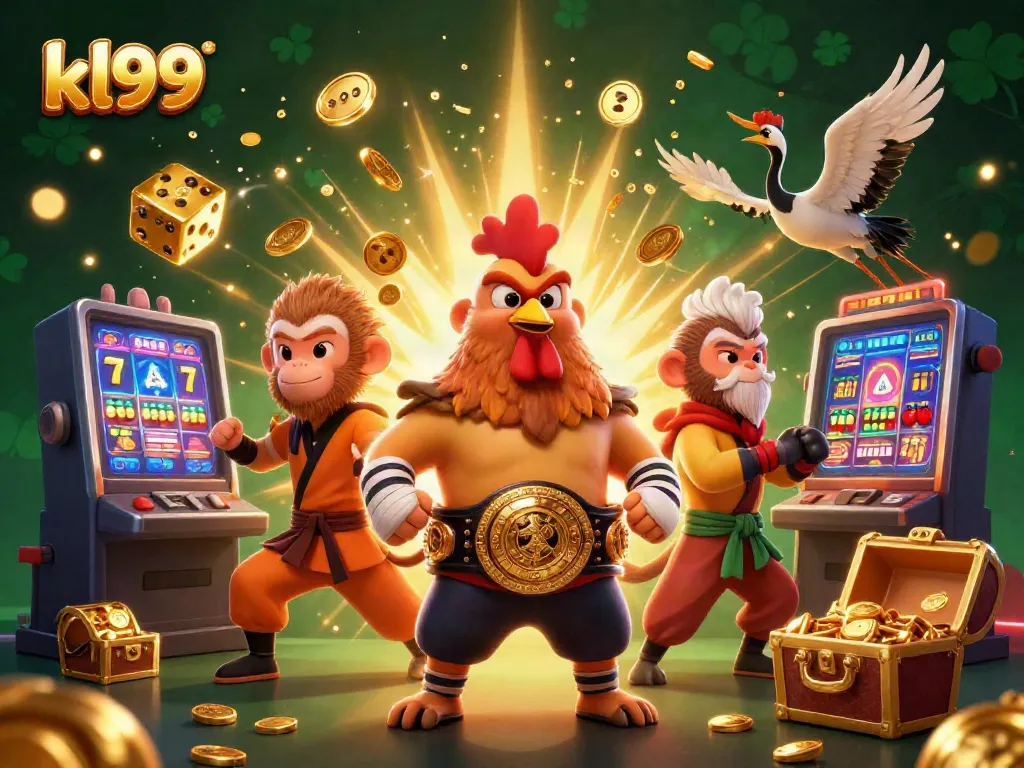 Experience excitement with kl99's vibrant 3D illustration showcasing thrilling casino action amidst dynamic game elements.